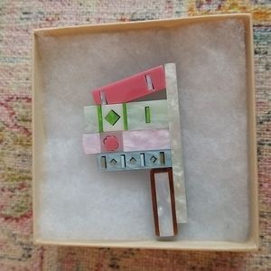 Acrylic Books Library Brooch Vintage Inspired! New!